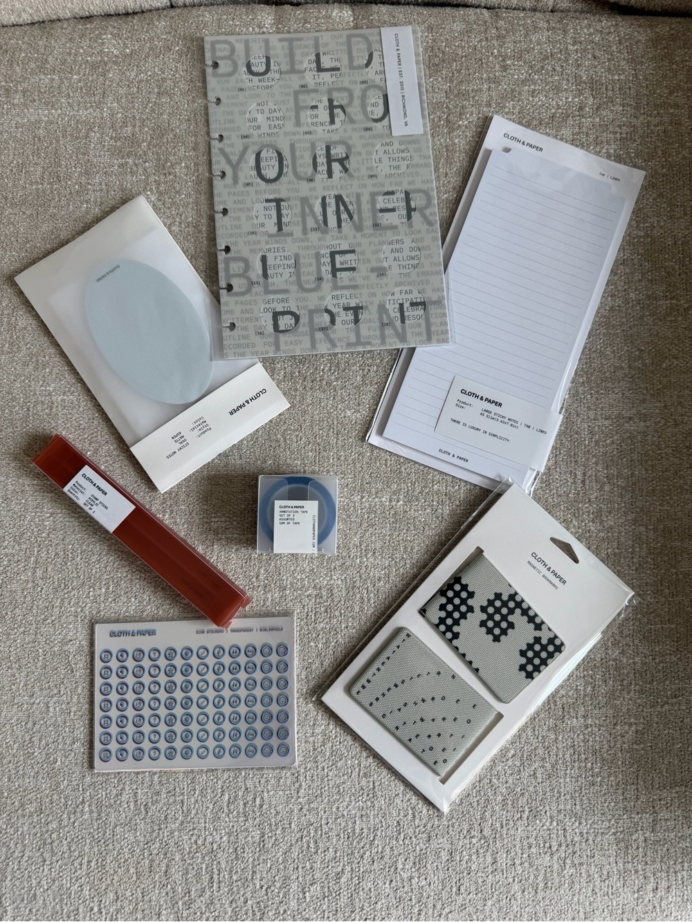 Cloth & Paper Planner Stationery Bundle Dashboards Stickers Notes